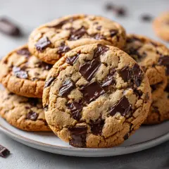 En hög med sega kakor med chokladbitar. Perfekt för fikat!