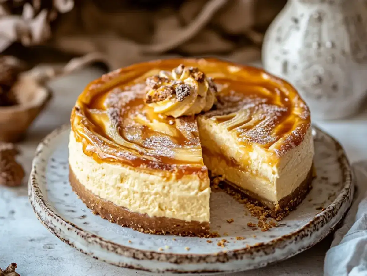 En kr&auml;mig cheesecake med ett lager dulce de leche, perfekt att baka till helgen.