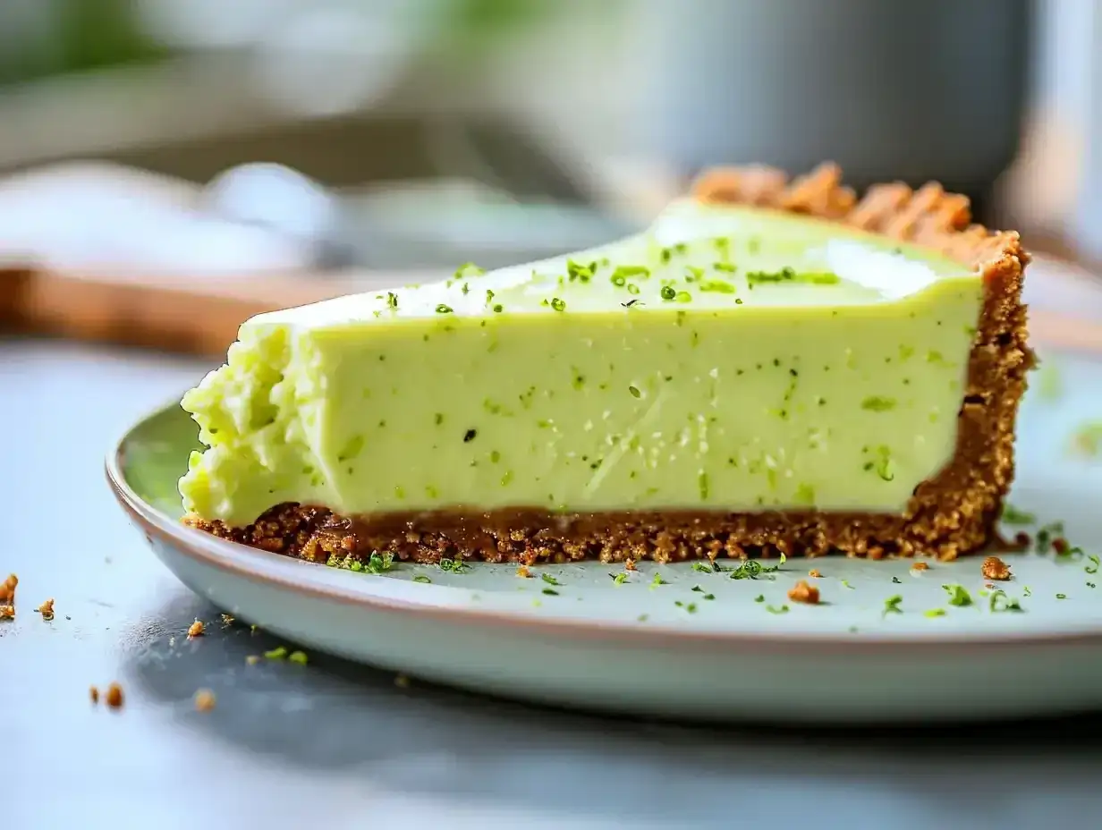 En saftig bit limecheesecake med krispig botten, toppad med rivet limeskal. Perfekt för att se om man kan frysa cheesecake för senare njutning.