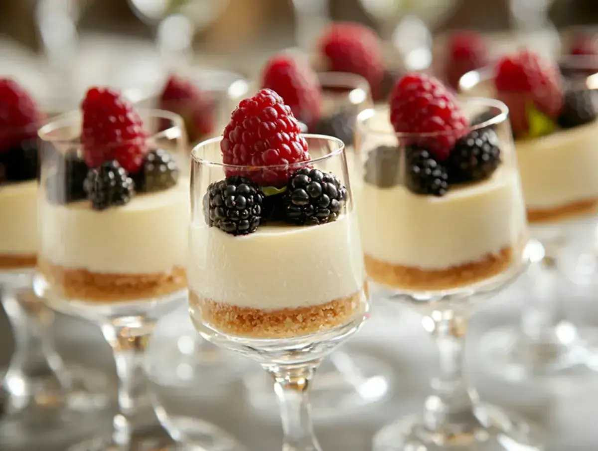 Mini cheesecakes med b&auml;r i glas. Undrar du hur l&auml;nge h&aring;ller cheesecake i kylen? Dessa sm&aring; godsaker &auml;r perfekta f&ouml;r fest!